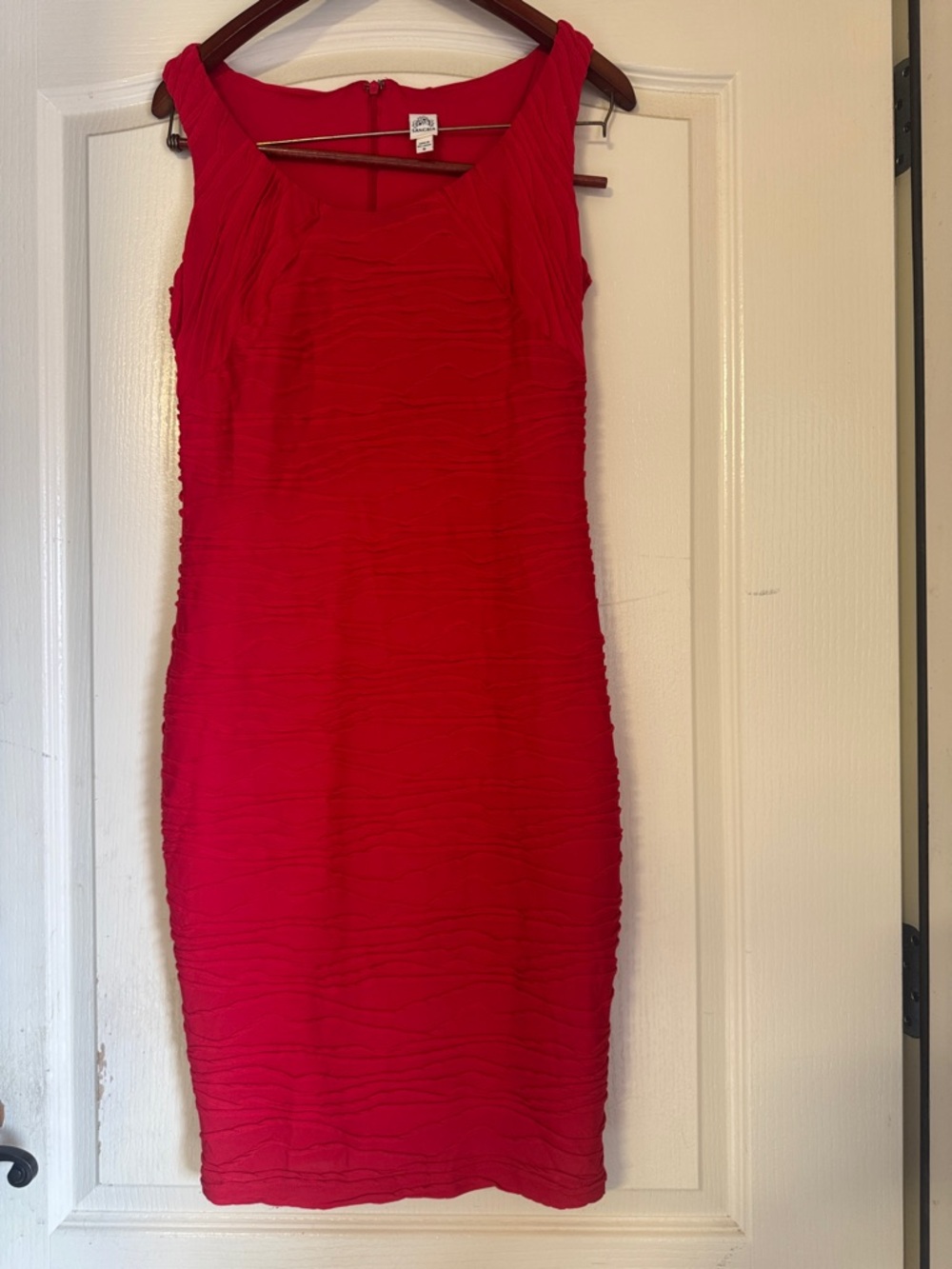 Signature by Sangria Sleeveless Red Ruched Midi Dress